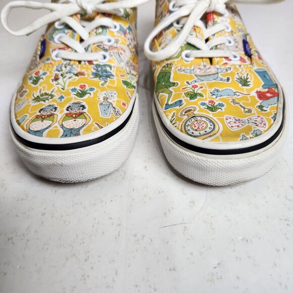 VANS Liberty of London Alice in Wonderland Mad Hatter Yellow Women Size 7.5 - Picture 2 of 12